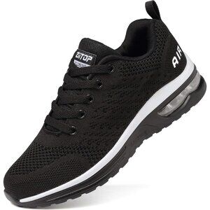Brand New Women Black White Rubber Air Cushion Running Walking Tennis Shoes